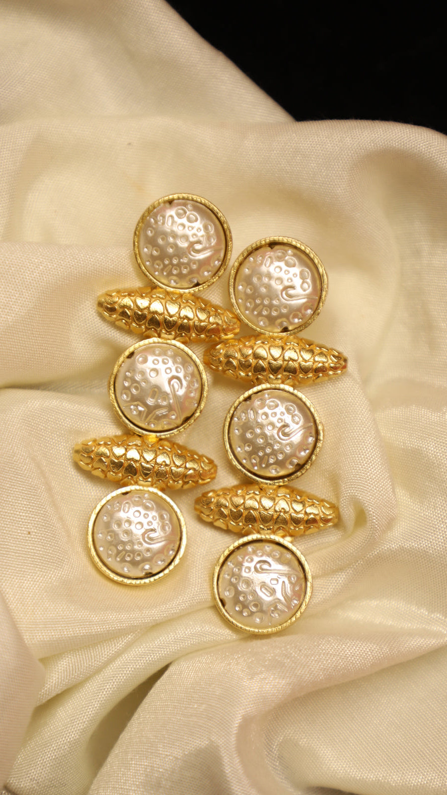 Elegant Brass Metallic Multi-Shape Golden Earrings