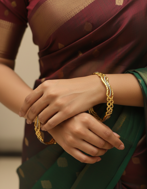 Stylish Silver &Gold Tone Bangles