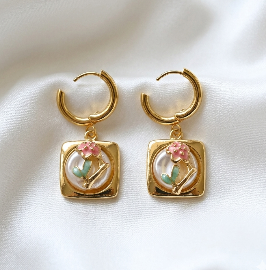 Stunning Flower Earring With Hoop