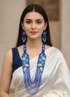 Flower Design Blue Beads Necklace