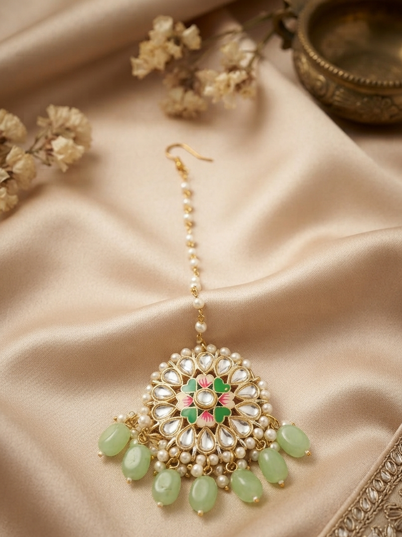 Minakari Beaded Maang Tikka