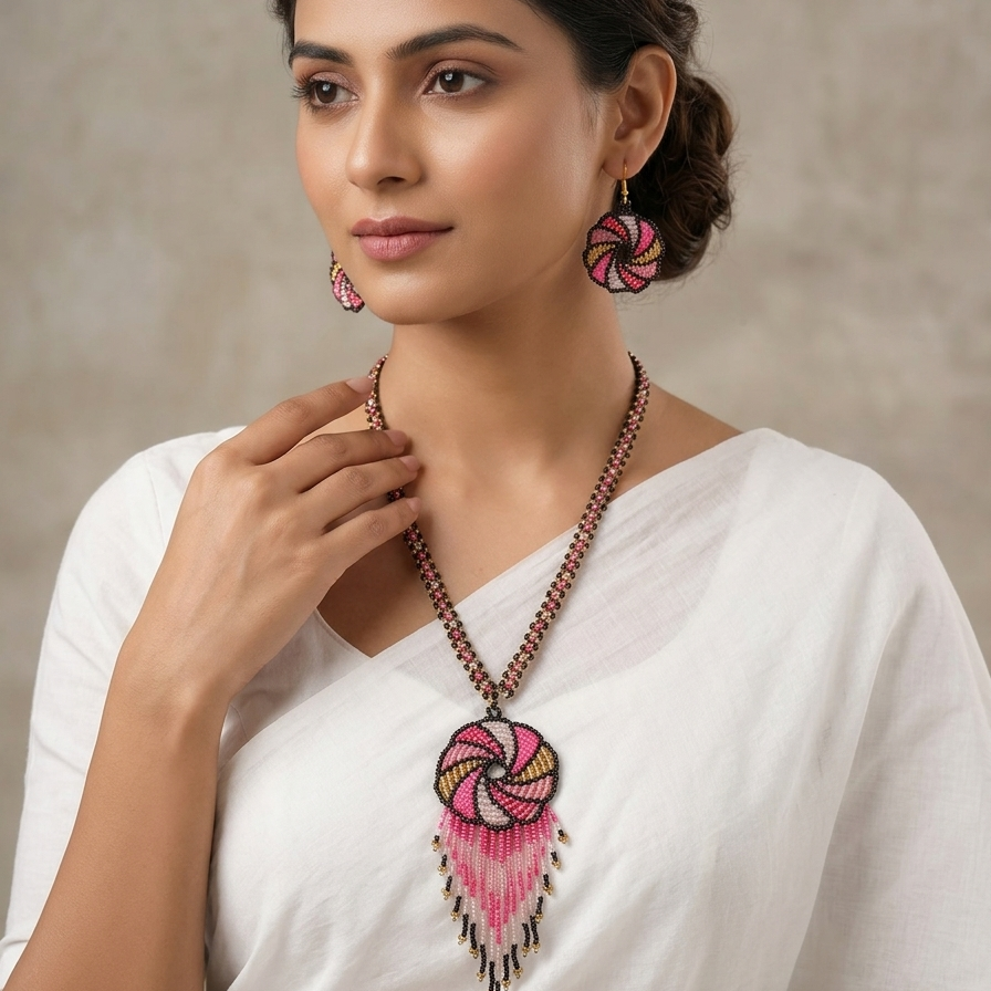 Pretty Floral Handmade Necklace Set