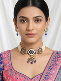 Meraki Kundan Minakari Choker Set With Beads