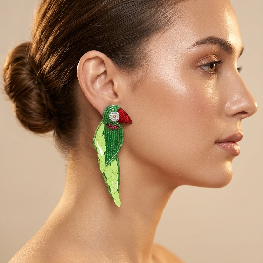 Handmade Parrot Style Beaded Earring