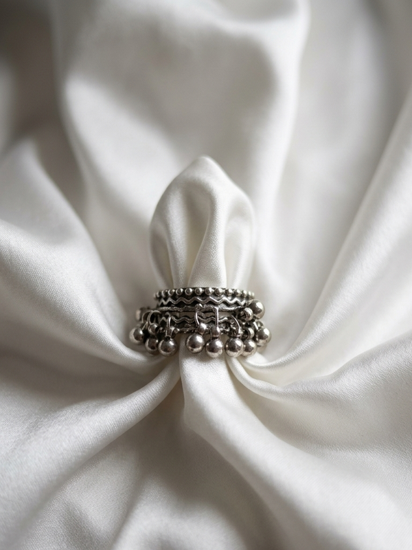 Oxidized Ghungroo Adjustable Ring