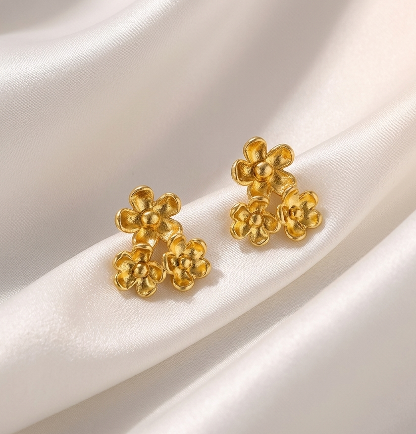Triplet Flower Stud Earrings