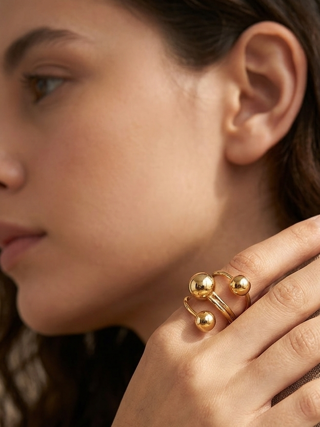 Anti-Tarnish Triple Ball Ring