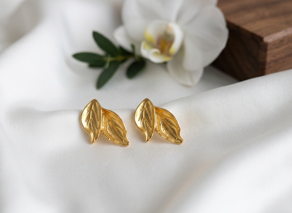 Double Leaf Stud Earrings