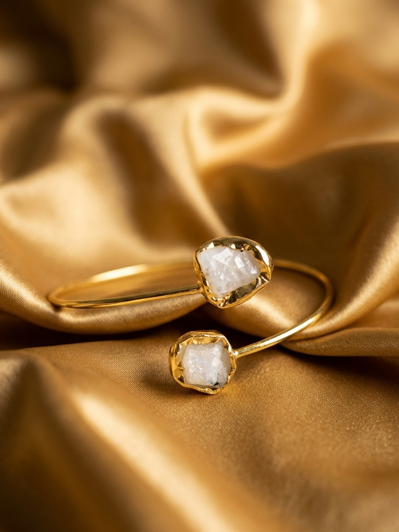 Charming White Gem Stone Brass Brecelet