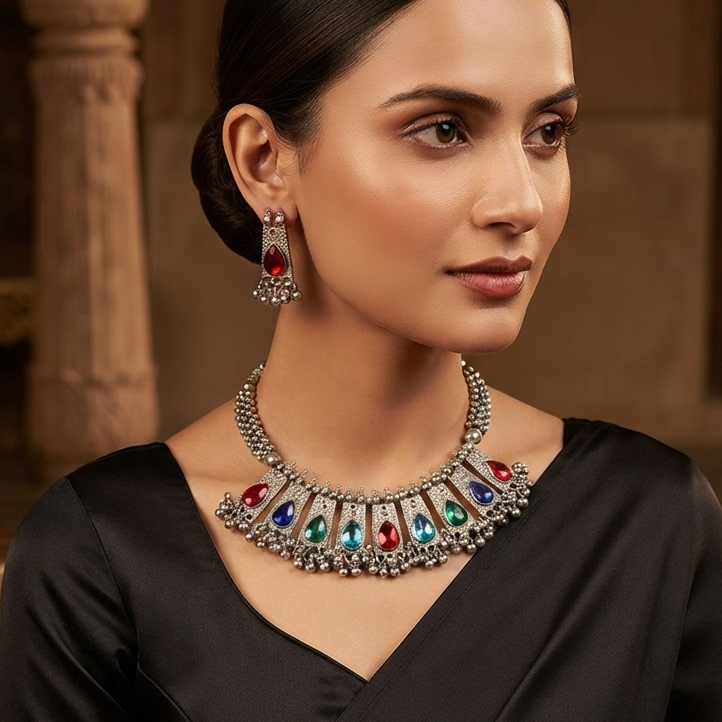 Latest Stylish Fancy Oxidized Tribal Necklace