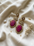 Resin Art Pink Kundan Earrings