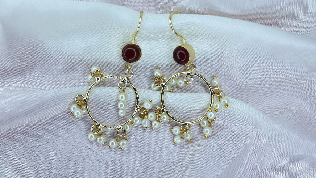 Textured Hoop Pearl Glossy Earrings