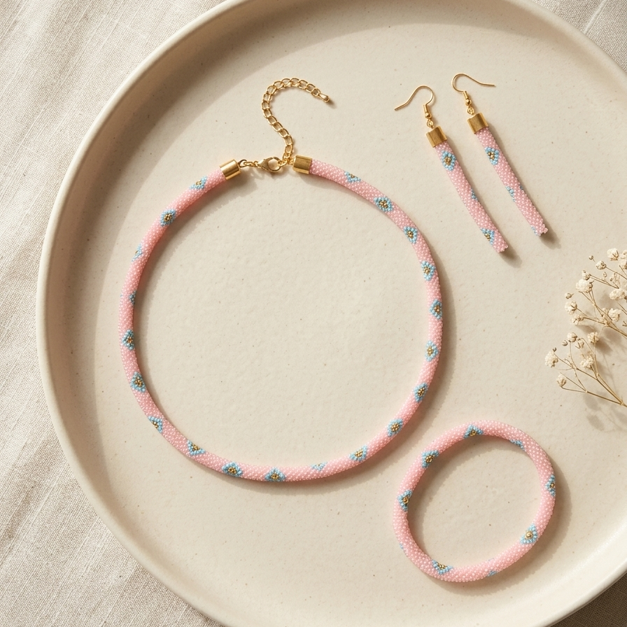 Dual Shade Seed Beads Necklace Sets