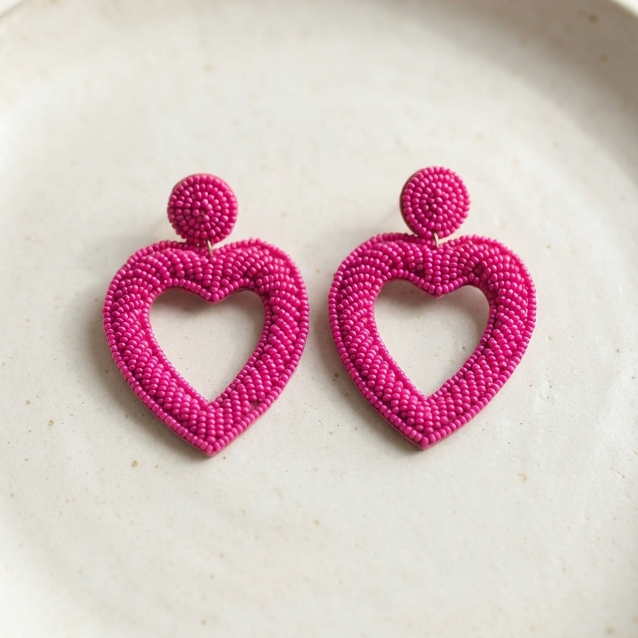 Beautiful Beaded Heart Shape Earring