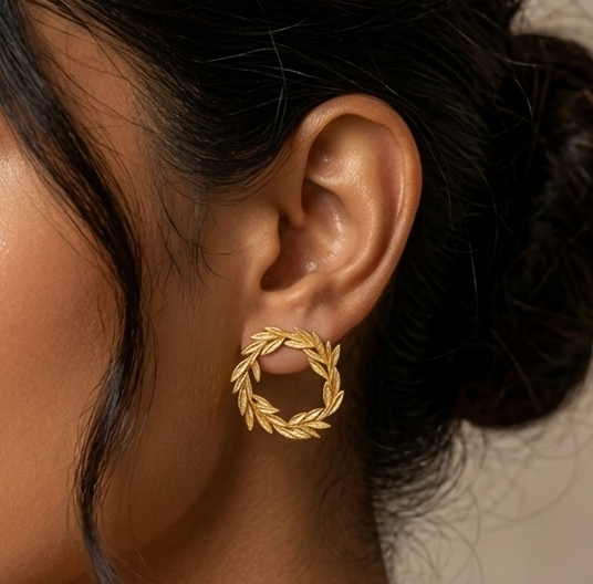 Beautiful Circle Leaf Korean Earrings