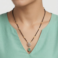 Green Stone Black Beads Mangalsutra