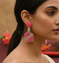 Pink Bottle Beads Earrings