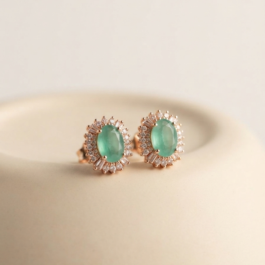 Green Stone Studs