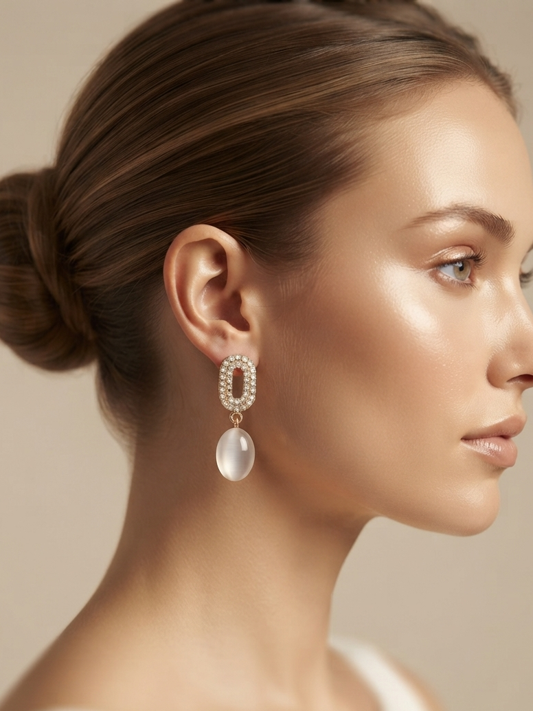Light weighted American Diamond With White Stone Earring