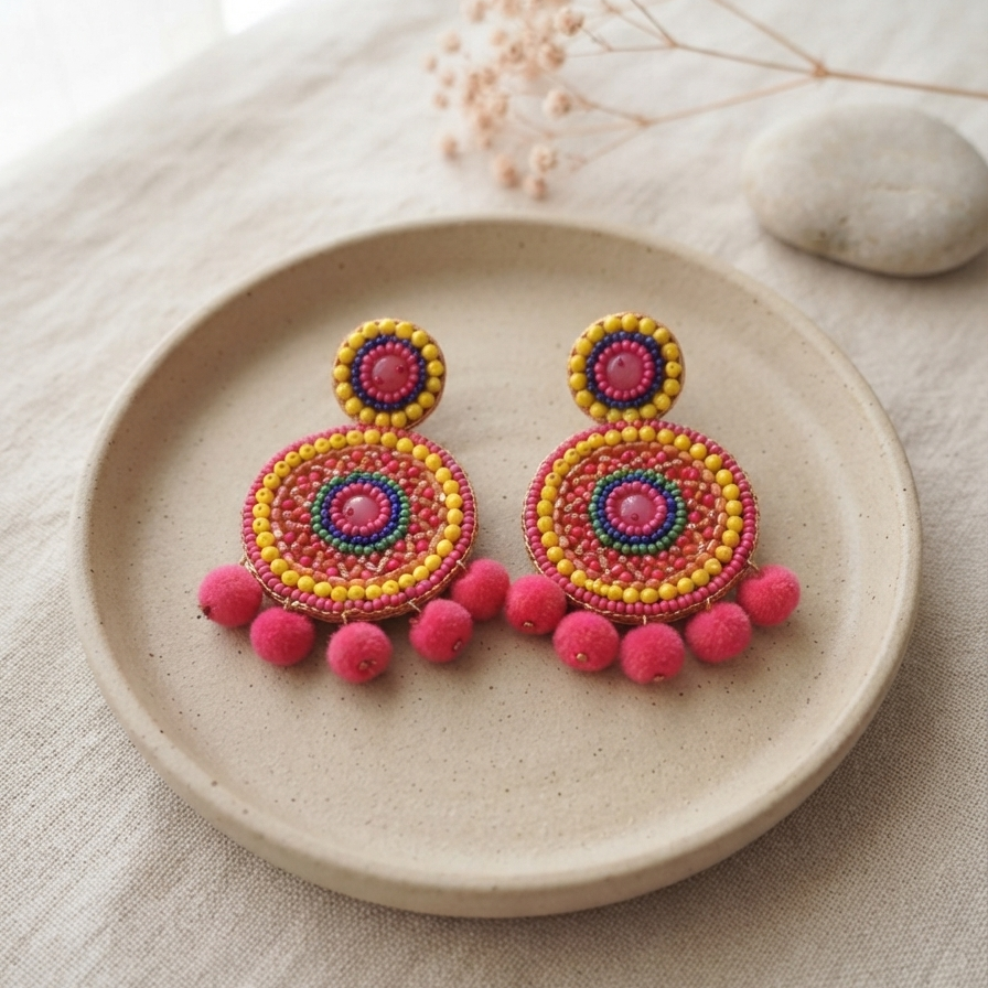 Handmade Pink Lightweight Earrings