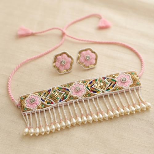 Beaded Pearl Choker Set for Haldi & Mehndi Occasions