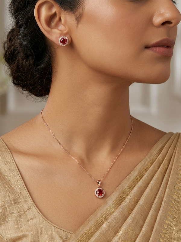Sparkling Round Cut CZ Pendant Sets