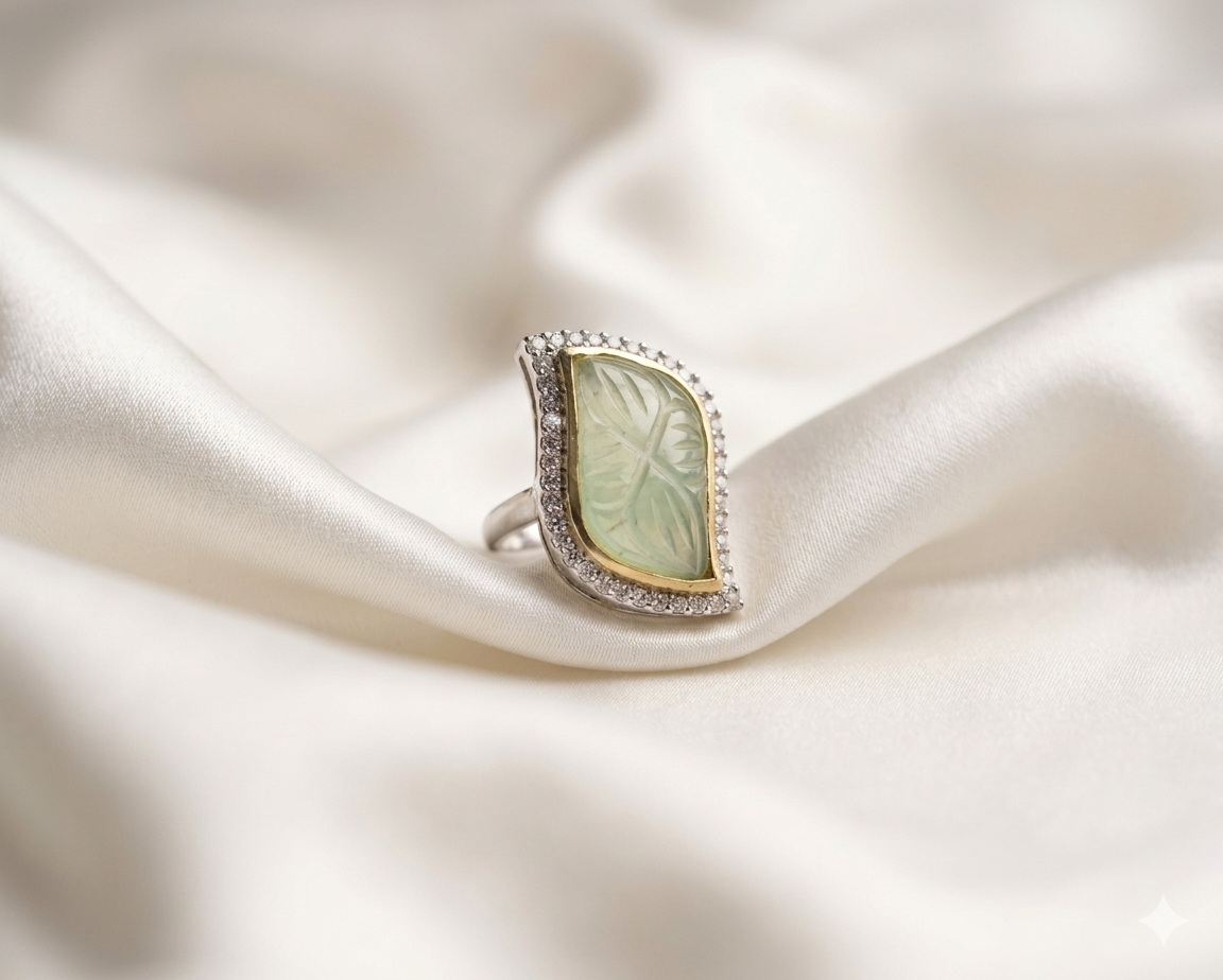 Prehnite Gemstone Sterling Silver Ring