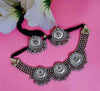 Traditional Design Oxidized Silver Choker Necklace