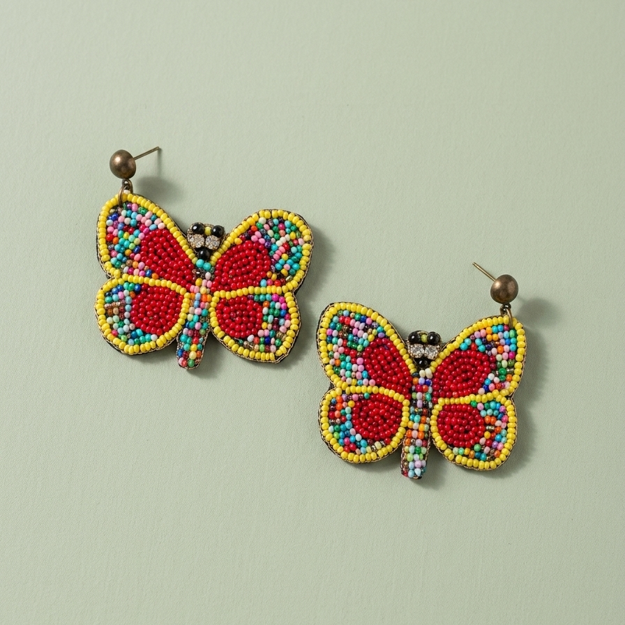 Multicolor Butterfly Beaded Earring