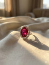 Sterling Wine Stone Diamond Ring