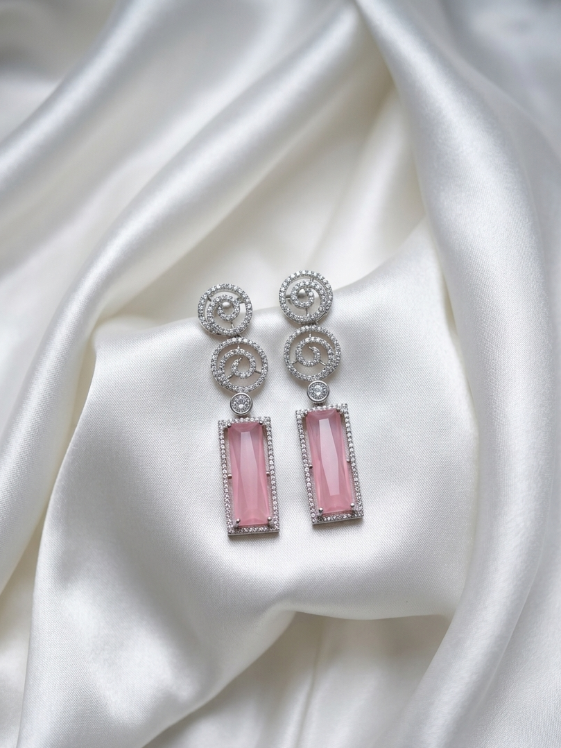 Indian AD White Gold Silver Earring