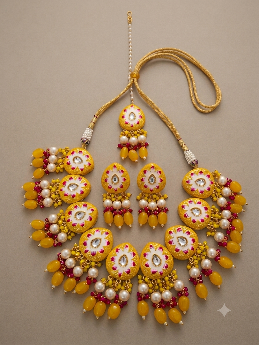Pearl Flower Beaded Kundan Set