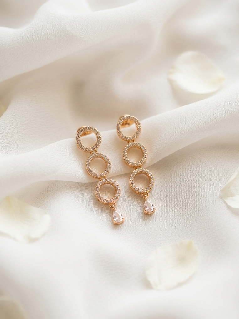 Elegant Rose Gold Plated Round Shape Earrings