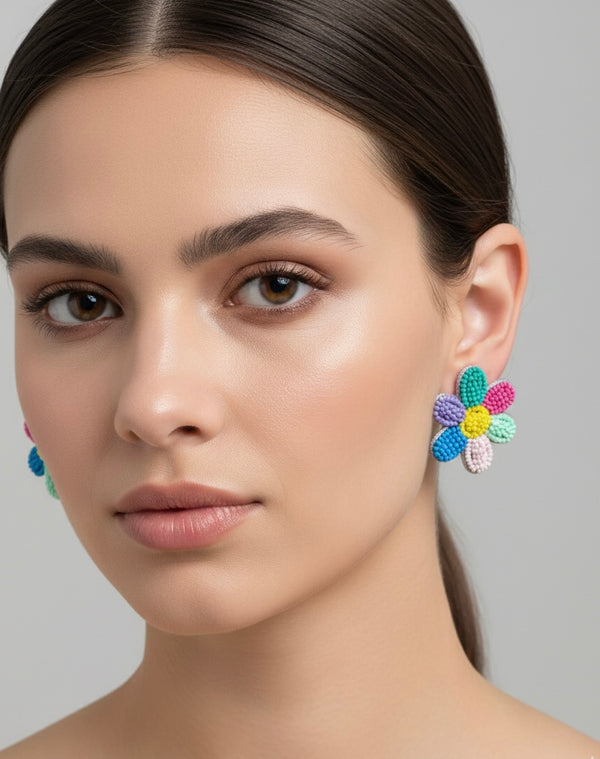 Multicoloured Handmade Beads Earrings