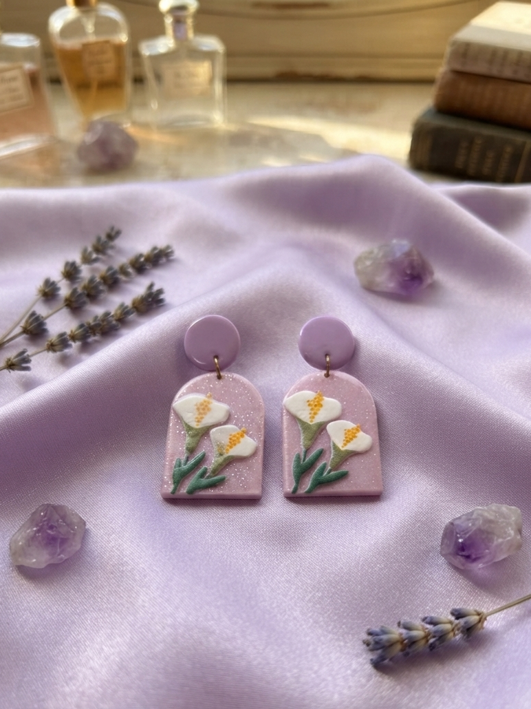 Drop Dangle Flower Print Earrings
