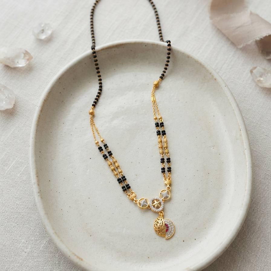 Classy Gold Plated Solitaire Diamond Mangalsutra