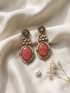 Resin Art Pink Kundan Earrings