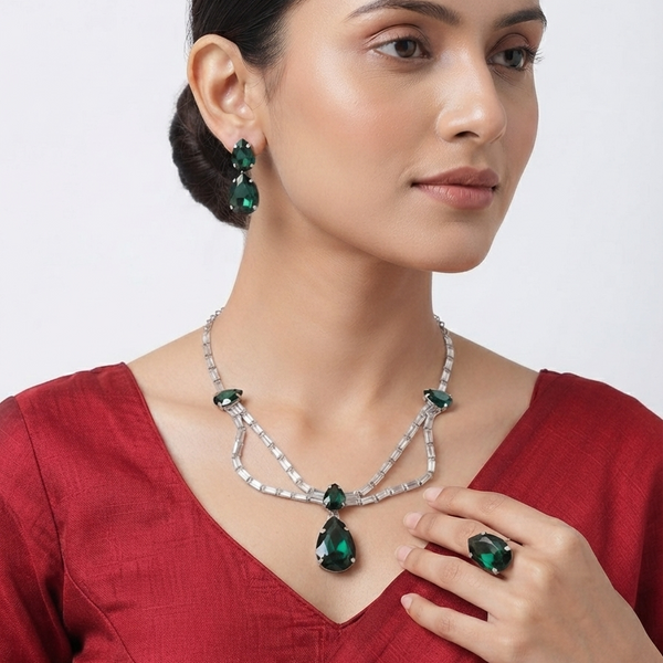 White Cubic Zirconia Stones American Diamond Set