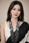 Black-White Beads Necklace Set