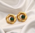 Elegant Gold-Toned Floral Studs Earrings