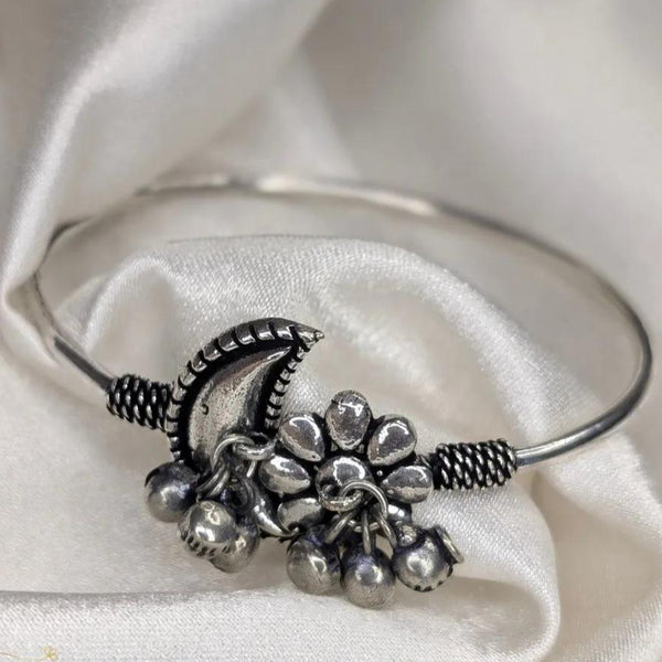 Moon Flower Ghunghroo Oxidized Bracelet