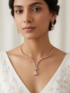American Diamond Single Lined Gold Plated Choker Set