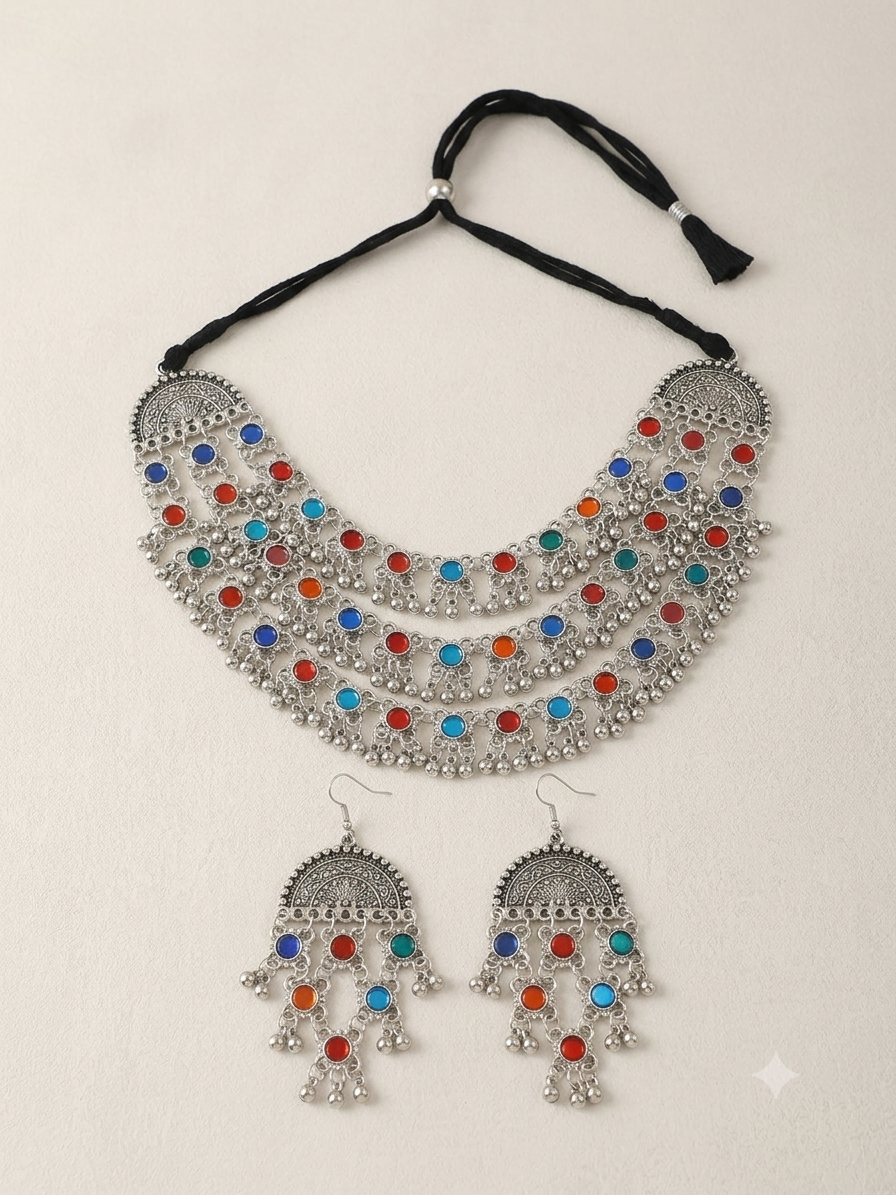 Multicolor Oxidized Choker Set