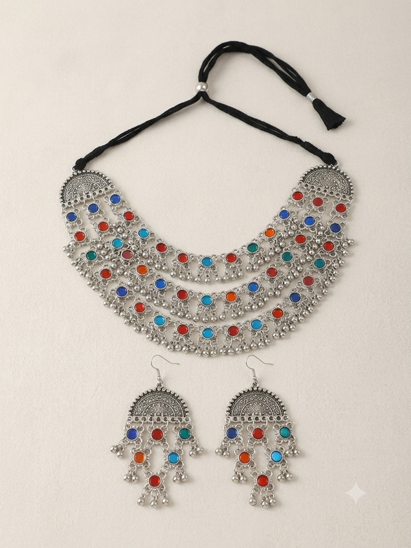 Multicolor Oxidized Choker Set