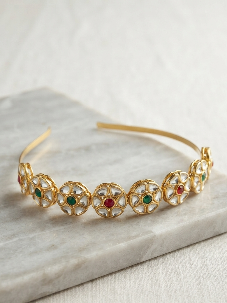 Multicolor Kundan Trendy Hairband
