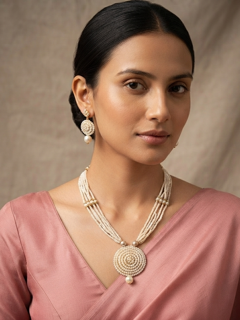 Pearl Long Necklace Set