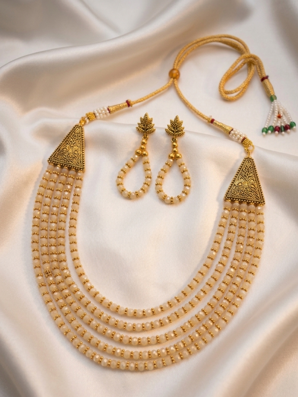 Crystal Multilayered Gold Plated Necklace