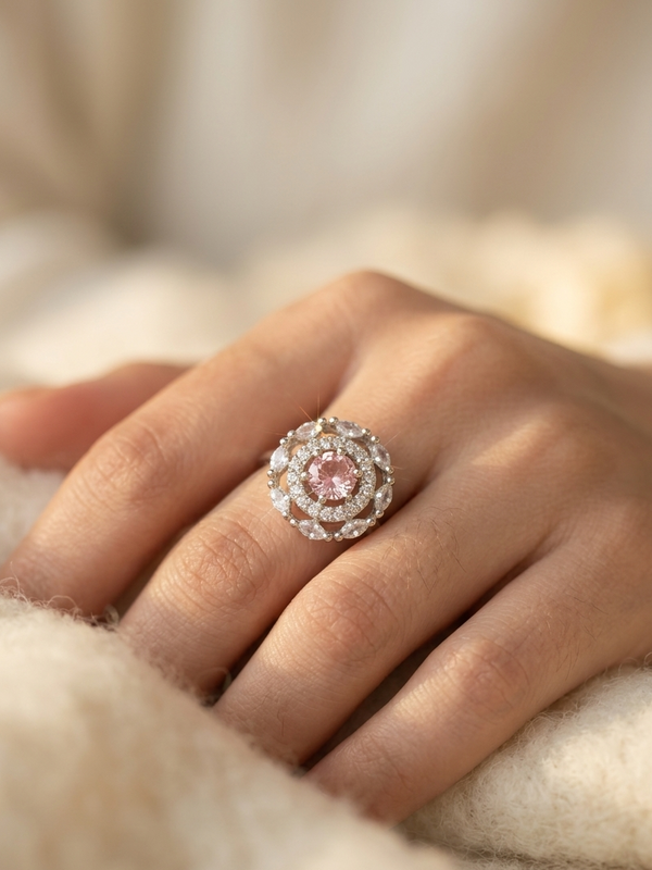 White Finish Diamond Ring