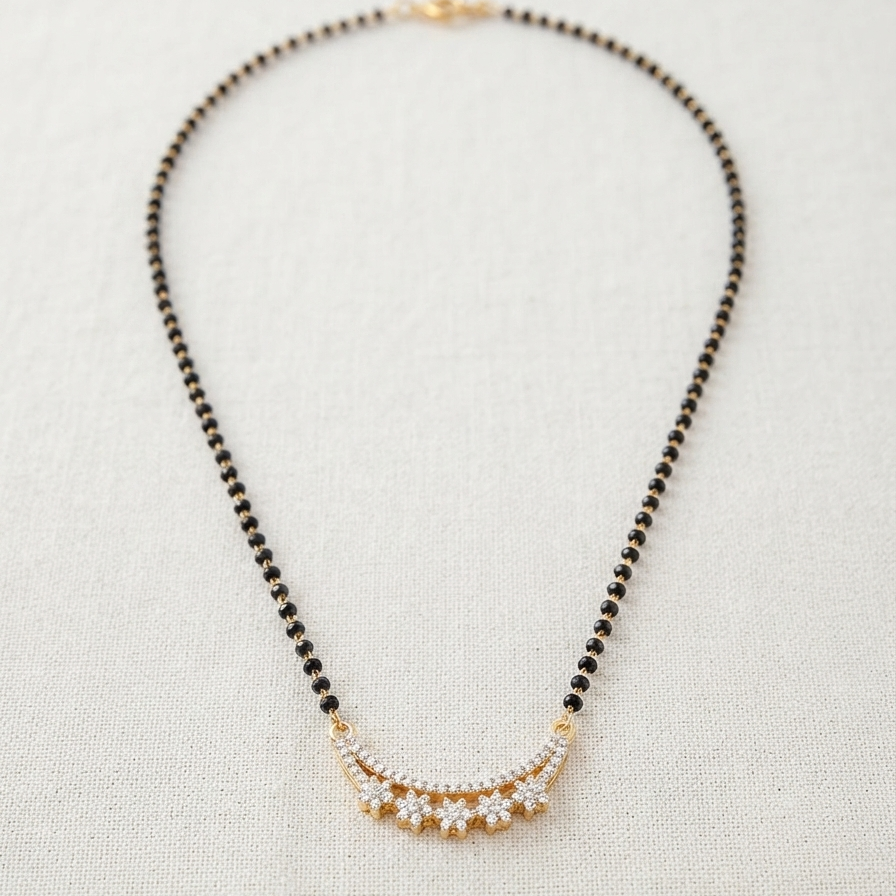 Meraki Beautiful Mangalsutra With Black Beads