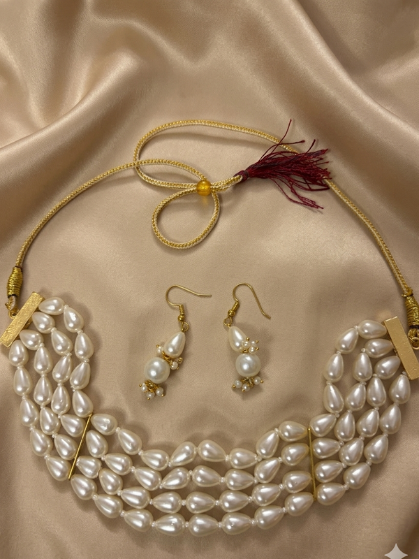 Tear Drop Pearl Choker Sets